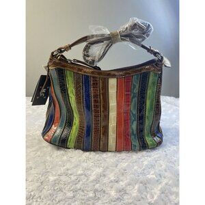 M.C. Marc Chantal Handbag Women’s Shoulder 3119 Zip Reptile Stripe Leather